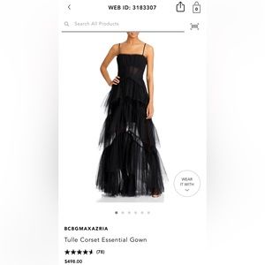 NWT BCBG black tulle corset gown